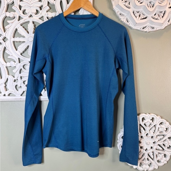 Patagonia Medium Blue Performance Base Layer Crew Top Capilene Large - Picture 1 of 8